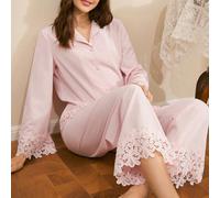 Set di pigiama da donna elegante con effetto grinze e apertura frontale, stile della Francia meridionale L,M,S,XL,XXLColore unicoTessuto intrecciato