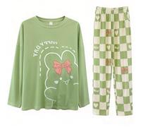 Set di pigiama da donna in cotone con scollo rotondo - Set Comfort per la