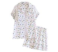 Set di Pigiama Donna Comodo con Stampa Elegante e Design a Maniche Corte per Il Relax Casalingo (Green, M)