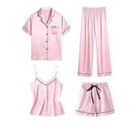 Set di pigiami da donna in cotone a maniche lunghe con bottoni - Set da loungewear a gamba larga per donne nel Regno Unito - Set di pigiami da notte in stile completo da notte in cotone, set corto da