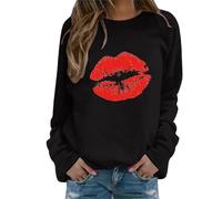 Set di Pigiami da Donna per San Valentino 2 Pezzi Completo con Top a Girocollo a Maniche Lunghe e Pantaloni a Gamba Larga con Motivo Cuore d'Amore Pigiami Morbidi da Notte Abbigliamento da Notte per