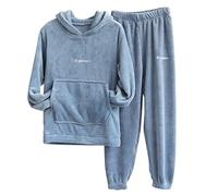 Set di Pigiami da Uomo in Pile Termico - Set di Pigiami da Uomo in Pile con Cappuccio, Tempo Libero, Invernale, Cappuccio, Completo in Soffice Raso, Comodo Abbigliamento da Salotto, Set di Pigiami con