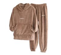 Set di Pigiami da Uomo in Pile Termico - Set di Pigiami da Uomo in Pile con Cappuccio, Tempo Libero, Invernale, Cappuccio, Completo in Soffice Raso, Comodo Abbigliamento da Salotto, Set di Pigiami con