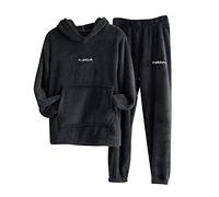 Set di Pigiami da Uomo in Pile Termico - Set di Pigiami da Uomo in Pile con Cappuccio, Tempo Libero, Invernale, Cappuccio, Completo in Soffice Raso, Comodo Abbigliamento da Salotto, Set di Pigiami con