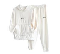 Set di Pigiami da Uomo in Pile Termico - Set di Pigiami da Uomo in Pile con Cappuccio, Tempo Libero, Invernale, Cappuccio, Completo in Soffice Raso, Comodo Abbigliamento da Salotto, Set di Pigiami con