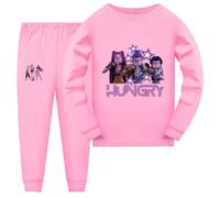 Set di Pigiami per Bambini, Unisex KPOP Huntrix Huntr/X Maglietta a Collo Giro Casual Stampata per Il Tempo Libero, Pigiama Comodo per Bambini,Rosa,160cm