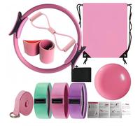 Set di Pilates, Kit Essential Pilates, Pilates Essential Kit, Kit di Attrezzatura per Fitness Pilato, per Allenamento per La Casa, Pilato Fitness Accesories for Women Home Exercano (Rosa)