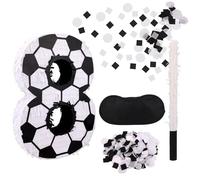Set di Piñata a Tema Calcio, Piñata Numero 8 con Bastone Benda e Coriandoli Articoli per Feste Sportive per Bambini Decorazioni di Compleanno Giochi Feste e Celebrazioni Festive