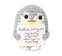 Set di pinguini positivi, peluche edificante, simpatico regalo motivazionale, 3 pinguini lavorati a maglia con biglietti incoraggianti, divertente regalo di positività per familiari e amici