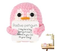 Set di pinguini positivi, peluche edificante, simpatico regalo motivazionale, 3 pinguini lavorati a maglia con biglietti incoraggianti, divertente regalo di positività per familiari e amici