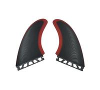 Set di pinne gemelle - Pinne da surf in fibra vetro trasparente, rosse e nere, design con linguetta singola for chiglie