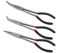 Set di pinze a becchi ad ago in acciaio al carbonio a lungo raggio dritto/piegato, a forma di O, per macchinisti, 3/5 pezzi (3 pezzi)