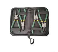 Set di pinze ad anello di precisione da 17,8 cm, punte dritte e piegate, uso interno/esterno, in acciaio robusto per riparazione tecnica e auto (4 pezzi con borsa)