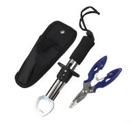 Set di pinze da pesca con comodi manici in schiuma EVA e corpo in acciaio inox, include borsa per labbra per pesci per acqua dolce e salata (blu)