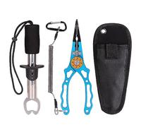 Set di pinze da pesca, in alluminio, per rimuovere gli ami da pesca, pinze per pesci, pinza per pesce, pinza, forbici, dispositivo di controllo del pesce, con borsa di sicurezza (blu)