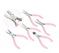 Set di pinze in metallo 5 pezzi, strumento per gioielli artigianali, mini kit di taglierina per lavoro manuale rosa, gioielli fatti a mano fai da te che fanno mestieri che tagliano pinze a manico lung