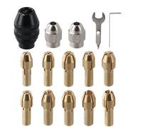 Set di pinze in ottone, kit di pinze per mandrino, 15 pezzi, set di mandrini multi 4486, adattatore per mandrini per trapano micro elicoidale, mandrino di ricambio senza chiave da 0,8-3,2 mm