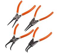 Set di pinze per anelli elastici, 180 mm, 4 pezzi, in acciaio al carbonio industriale antiruggine, set di pinze per anelli di sicurezza esterni/interni con molle durevoli e manici antiscivolo