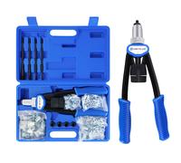 Set di pinze per dadi per rivetti, rivettatrice manuale professionale con mandrini M5 M6 M8 M10 M12, rivetti da 150 pezzi e cassetta degli attrezzi