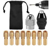 Set di pinze per mandrini per trapano, da 1/32" a 1/8", ricambio 4485, per trapano senza chiave, adattatore a cambio rapido, set di utensili per trapano rotante compatibile con Drem-el (10 pezzi)