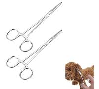 Set di pinze per piercing autobloccanti, in acciaio inox di alta qualità, con denti di sega, per artigianato fai da te e cura degli animali (confezione da 2) (Straight+Straight)