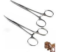 Set di pinze per piercing autobloccanti, in acciaio inox di alta qualità, con denti di sega, per artigianato fai da te e cura degli animali (confezione da 2) (Straight+bend)