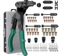 Set di Pinze per Rivettare Utensile for rivetti 3 in 1, set di alesatori, testa girevole a 360°, 4 mandrini, 40, dadi, custodia for il trasporto