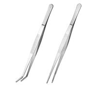 Set di pinzette. 2 pezzi in acciaio inossidabile, set di pinzette dritte lisce e sicure. Pinze for l'alimentazione, pinze curve, strumenti for lucertole, rettili, ragni, giardino, cucina, set di pinze
