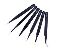 Set di pinzette. 6 pezzi/set di pinzette in acciaio inossidabile antistatiche ESD. Set di pinzette di precisione curve dritte industriali di strumenti di manutenzione. Set di pinzette di precisione di