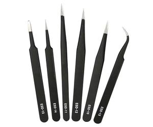 Set di pinzette antistatiche da 6 pezzi, pinzette di precisione, strumenti di riparazione di precisione, strumenti di riparazione professionali per orologiai, saldatura ed elettronica