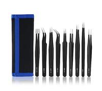 Set Di Pinzette Di Precisione Antistatiche, 9 Pezzi Set Di Pinzette Antistatiche Set Di Pinzette ESD Di Precisione, Pinzette Modellismo Pinzette Industriali Di Precisione per Riparazione Elettronica