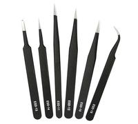 Set di pinzette di precisione, antistatiche in acciaio inox, pinzette ESD di precisione industriali, set di pinzette curve per modellismo, riparazione elettronica, artigianato, laboratorio