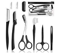 Set di Pinzette per Sopracciglia, 9 Pezzi Set di Taglia Sopracciglia Professionale, Acciaio Inossidabile, Forbici Piccole, Rasoio per Sopracciglia, Strumento per Taglia Sopracciglia, Unisex
