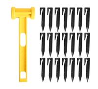 Set di Piquetas per Tenda Plastic, 100 Pezzi Picchetti per Robot Tagliaerba, Picchettis da Campeggio con Martello in Plastica a Doppia Faccia per Tende da Campeggio, Giardino