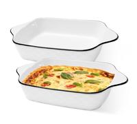 Set di pirofile 2 pezzi, forma per lasagne 26,7 cm, pirofila in ceramica, forma rettangolare per il forno, piccola forma liscia per il forno per lasagne, cottura, cibo gourmet, resistente al calore