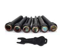 Set di piroli ed estrattore per chitarra acustica in ebano e piroli per chitarra acustica, per rimuovere i chiodi delle corde, facile da usare, piroli scanalati, accessori per bassi