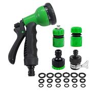 Set di pistola a spruzzo per doccia da giardino con connettore rapido e rubinetto, 8 modelli regolabili ad alta pressione, lavaggio auto, doccia animali domestici