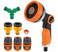 Set di pistole a spruzzo per tubi flessibili da giardino con 8 modelli regolabili, ugello ad alta pressione, ugello per tubo flessibile, controllo del pollice, per irrigazione del prato, giardino
