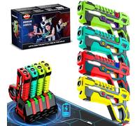 Set di pistole laser ricaricabili - VATOS Laser Tag a 4 giocatori con stazione di ricarica, senza giubbotti, pistole laser a infrarossi con display dati per bambini, ragazzi, adulti e famiglie