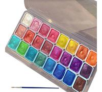 Set di pittura ad acquerello, 20/24 colori, colori ad acquerello metallizzati, acquerelli glitterati, scatola di colori ad acqua tinta unita set di acquerelli metallici 24 colori