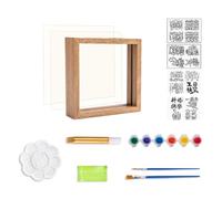 Set di pittura artistica a mano con cornice in legno, 6 stencil per disegno di pittura a colori, per matrimoni, baby shower, compleanni, anniversari, impronte delle mani