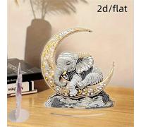 Set di pittura con diamanti fai-da-te 2D/piatta per desktop, decorazione da tavolo con forme speciali di strass, set di dipinti in pietra preziosa da appoggio per la casa, idea regalo, elefante che ti