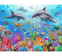 Set di pittura con diamanti, quadro con il motivo della barriera corallina e accessori, dimensioni circa 44 x 33 cm, set da dipingere con pietre glitterate per bambini dai 5 anni in su