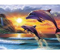 Pracht Creatives Hobby Set di pittura con diamanti, quadro motivo delfino e accessori, dimensioni circa 35 x 25 cm, da dipingere pietre glitterate per bambini a partire dai 5 anni età