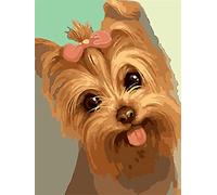 Set di pittura con diamanti, quadro con motivo Yorkshire Terrier e accessori, dimensioni circa 25 x 35 cm, set da dipingere con pietre glitterate per bambini a partire dai 5 anni di età