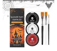 Set di pittura del viso, 3 colori Halloween Kit di trucco per la vernice per il corpo, lavabile con pennello per adulti, vampiri, donne, bambini, uomini, teschio, scheletro, zombi, scuola, palcoscenic