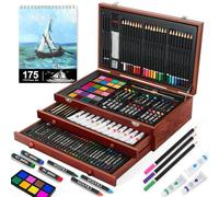 Set Di Pittura Di Alta Qualità Deluxe Da 175 Pezzi In Una Custodia Di Legno, Con Colori Acrilici, Pastelli A Cera, Matite Colorate, Set Artistico Professionale