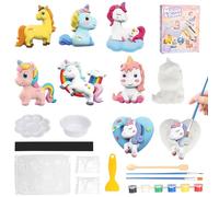 Set di pittura fai da te con unicorno, in gesso per bambini, set da pittura per intonaco, 7 motivi, unicorni in gesso per versare e dipingere, regalo per ragazzi e ragazze per bambini