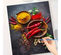 Set di pittura fai-da-te per numeri - Tela d'arte fai-da-te facile con spezie e erbe chic, senza cornice, perfetta per la decorazione della casa e come idea regalo creativa 40x50 senza corniceTessuto 