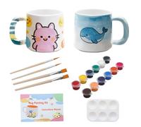 Set di pittura in ceramica con tazze da dipingere per adulti, tazze da colorare, set include pennelli, colori e istruzioni per la pittura, set fai da te per adulti